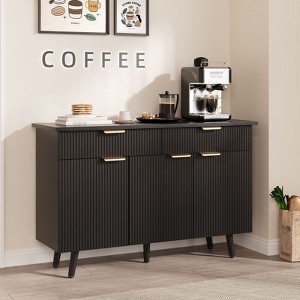 47" Sideboard Buffet Cabinet, Wooden Fluted Coffee Bar Cabinet with 2 Drawers & Adjustable Shelves, Entryway Console Table, Floor Cupboard Cabinet - 1 of 4