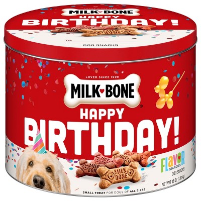 Milk-Bone Birthday Tin with Turkey, Bacon, Chicken, Beef and Sausage Flavor Dog Treats - 36oz