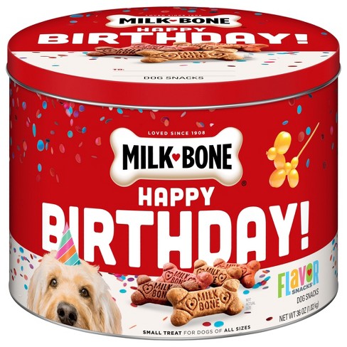 Milk bone Birthday Tin With Turkey Bacon Chicken Beef And Sausage Flavor Dog Treats 36oz Target