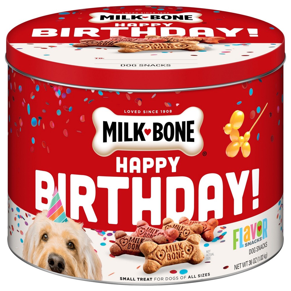 Photos - Dog Food Milk-Bone Birthday Tin with Turkey, Bacon, Chicken, Beef and Sausage Flavo