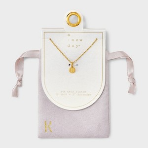14K Gold Plated Round Initial Pendant Necklace - A New Day™ - 1 of 4