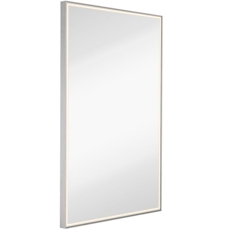 Hamilton Hills 24" x 36" Contemporary Metal Silver Framed Rectangular Mirror with LED Lights, 1 of 6