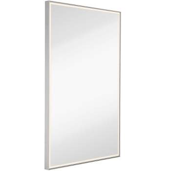 Hamilton Hills 24" x 36" Contemporary Metal Silver Framed Rectangular Mirror with LED Lights