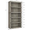 5-Shelf Bookcase, 67.4" Tall Wooden Bookshelf with Storage, Farmhouse Display Shelves for Home & Office - 3 of 4