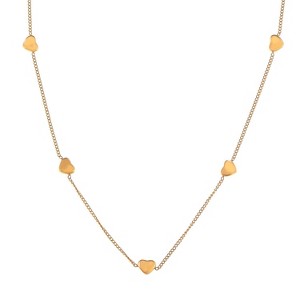 Anna-Kaci Women's Stainless Steel Necklace with 18K Gold Plated Heart Charms, Adjustable Chain, Delicate and Minimalist Design-Gold - 1 of 4