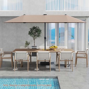Costway 13 FT Large Patio Umbrella with LED Solar Lights Crank Handle 12 Heavy-Duty Ribs Beige/Brown/Gray/Navy/Orange/Wine - 1 of 4