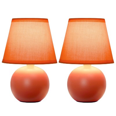 (Set of 2) 8.66" Petite Ceramic Orb Base Bedside Table Lamps with Matching Tapered Drum Shade - Creekwood Home