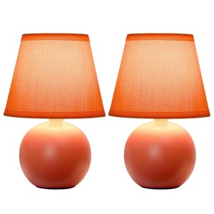 (Set of 2) 8.66" Petite Ceramic Orb Base Bedside Table Lamps with Matching Tapered Drum Shade - Creekwood Home - 1 of 4