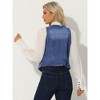 INSPIRE CHIC Women's Denim Sleeveless Collarless Washed Distressed Jean Vest - 3 of 4