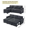 Upholstered Pull Out Sectional Sofa with Storage Chaise, Convertible Corner Couch, Dark Grey - 4 of 4