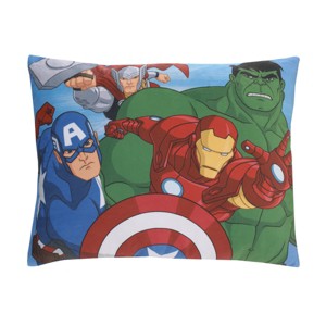 Marvel Avengers Fight the Foes Blue, Red, Green Hulk, Iron Man, Thor, Captain America Super Soft Toddler Pillow - 1 of 4