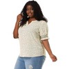 Agnes Orinda Women's Plus Size Boho Smocked Short Puff Sleeve Ruffled Cuff Spring Summer Polka Dots Blouses - 4 of 4