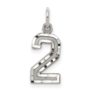 Black Bow Jewelry Sterling Silver, Varsity Collection, Small D/C Pendant, Number 2 - 1 of 4