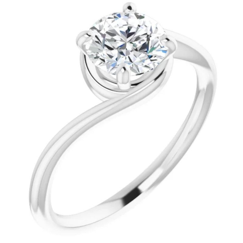 Pompeii3 3/4Ct Round Natural Diamond Solitaire Twist Engagement Ring 10k White Gold, 4 of 6