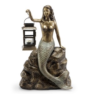 SPI Home Beachside Mermaid Lantern – Coastal Metal Outdoor Accent, 17.5" Tall - 1 of 4