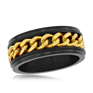 Metallo Stainless Steel Gold Curb Link Ring - Black Plated - Available Sizes:  9 ,  13 ,  12 ,  11 ,  10 - 1 of 3