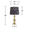 Regency Hill Fairlee 26" High Candlestick Traditional Table Lamp Gold Antique Brass Finish Metal Single Navy Blue Shade Living Room Bedroom Bedside - 4 of 4