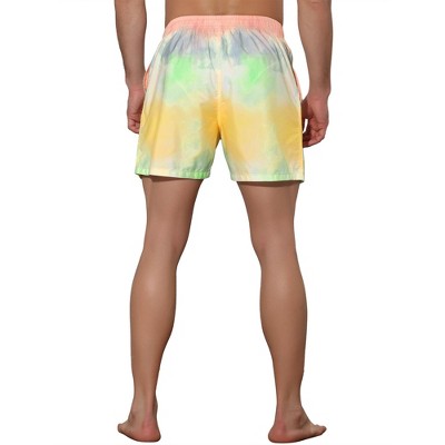 Lars Amadeus Men's Color Block Printed Elastic Waistband Vacation Swim Trunks 2 Pack Yellow 28 — фото 3