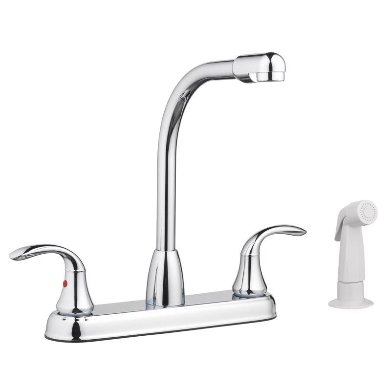 LDR Two Handle Chrome Kitchen Faucet Side Sprayer Included Model No. 0133900CP, 1 of 2