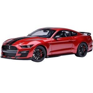 Ford Mustang Shelby GT500 Rapid Red Metallic with Black Stripes 1/18 Model Car by Autoart - 1 of 4