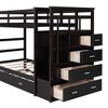 NicBex Twin over Twin Bunk Bed Triple Wood Bed Frame with Wheels, Storage Stairs and Full Length Guardrail, No Box Spring Required - image 4 of 4