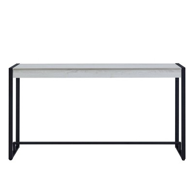 Macen Distressed White and Aged Black Industrial Console Table with Storage