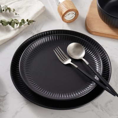 Stone Lain Logan Black Ceramic 12-Piece Dinnerware Set, Service for 4