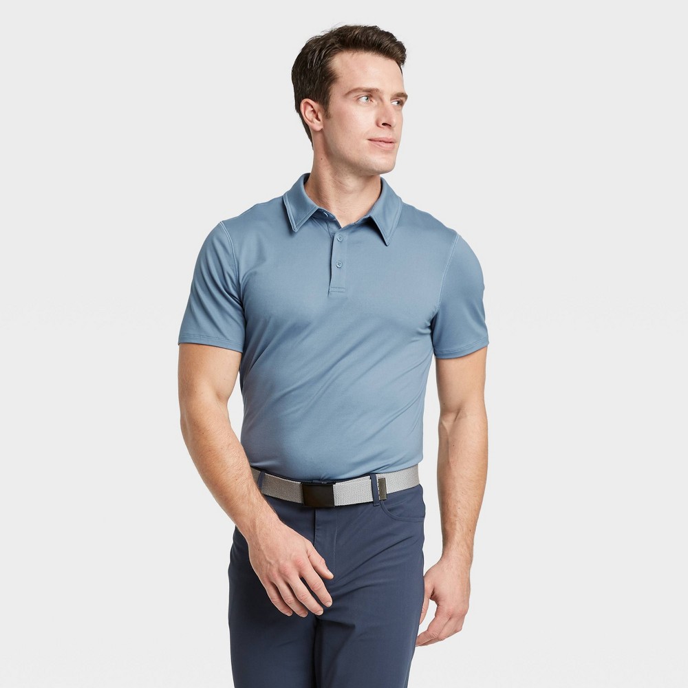 Men's Jersey Golf Polo Shirt - All in Motion Blue Gray L, Men's, Size: Large was $20.0 now $12.0 (40.0% off)