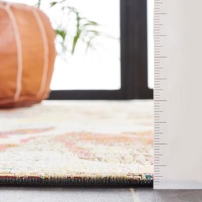 Beige and Red Floral Synthetic Runner Rug, 2'8" x 10'5"