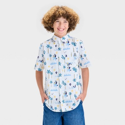 Boys' Bluey Woven Button-Up Shirt - White