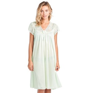 Casual Nights Women's Fancy Lace Neckline Silky Tricot Nightgown - 1 of 4
