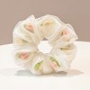 Anna-Kaci Sheer Organza Scrunchie with Embroidered Mini Roses and Soft Layered Design - 3 of 4