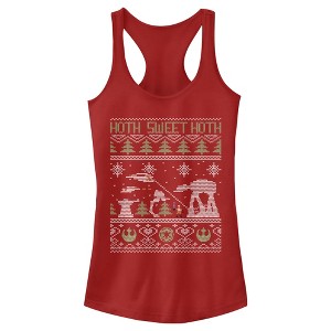 Juniors Womens Star Wars Ugly Christmas Hoth Sweet Hoth Racerback Tank Top - 1 of 3
