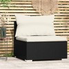 vidaXL Patio Sectional Sofa Outdoor Modular Sofa Chair with Cushions PE Rattan - Black and Cream - 2 of 4