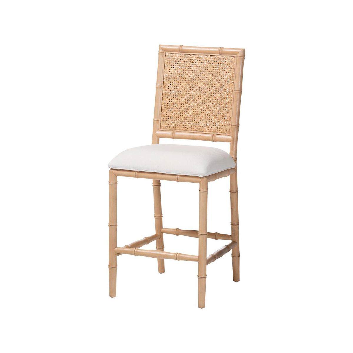 bali & pari,Sandy Wood & Rattan Counter Stool