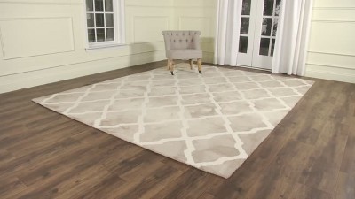 Beige and Ivory Hand-Tufted Wool Rectangular Rug