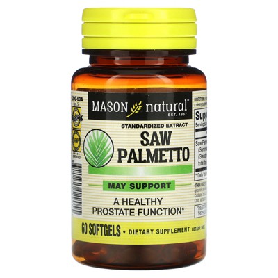Mason Natural Saw Palmetto, Standardized Extract, 60 Softgels (160 mg per Softgel)