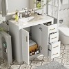 Bathroom Vanity with Sink Combo, Solid Wood Freestanding Cabinet with 3 Drawers & Soft-Close Doors, Modern Storage Vanity Set-Maison Boucle - 2 of 4