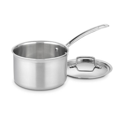Cuisinart Classic MutliClad Pro 3qt Stainless Steel Tri-Ply Saucepan with Cover MCP193-18N - Silver: Dishwasher & Induction Safe