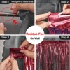 PartyWoo Fringe Curtain Retro Red Foil 3.3x6.6 Feet 2 pcs - 3 of 4