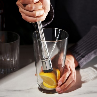 Viski Stainless Steel Cocktail Muddler with Plastic Base