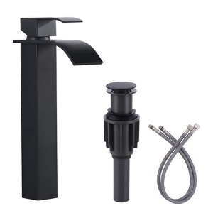 WOWOW Single Handle Single Hole Waterfall Bathroom Faucet with Drain Kit Included - 1 of 4