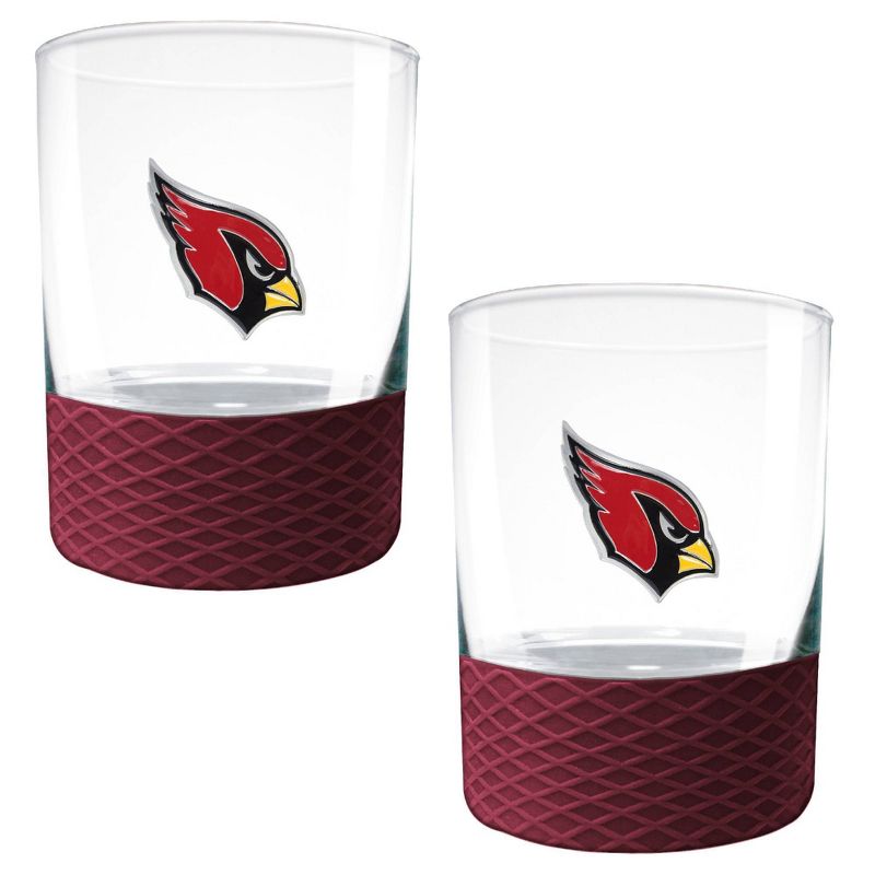 NFL Arizona Cardinals 14oz Rocks Glass Set with Silicone Grip - 2pc, 1 of 2