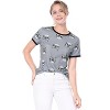 Allegra K Women's Cat Contrast Cartoon Print Tee Casual Summer T-Shirt - 2 of 4