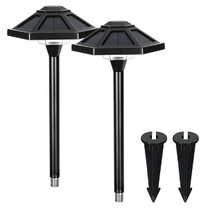 Gigalumi Aluminum Alloy Solar LED  Landscape Light, Waterproof Warm White Pathway Light, 2-Pack - 1 of 4