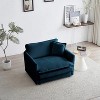 35'' Comfy Deep Single Seat Sofa Upholstered Reading Armchair Living Room Chair Blue Chenille Fabric , 1 Toss Pillow - 4 of 4