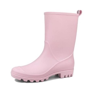 TIME HOLLOW Pink Mid-Calf Rain Boots - 1 of 3
