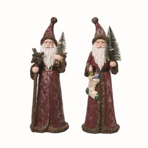 Transpac Large Resin Carved Santa w /L/U Tree Set of 2 Christmas Home Decorations - 1 of 1