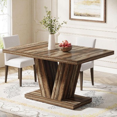 Tribesigns 47-Inch Dining Table for 4, with Heavy Duty Pedestal, Farmhouse Wooden Eating Desk for Home, Dining Room, Small Space,Brown