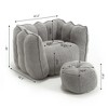 Soft Bean Bag Chair High Resilient Foam Chips Chenille Cover Square Lazy Sofa Footstool Handle Armrest Gaming Reading TV Living Room - 3 of 4